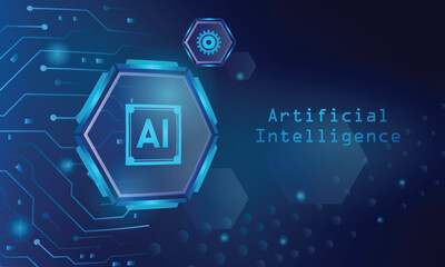 Poster - Artificial intelligence chipset on circuit board futuristic banner and poster background