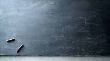 Poster - Vintage chalkboard surface with faint chalk marks and a worn black finish creating a grungy textured background with a retro educational feel