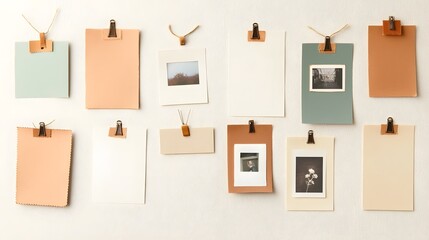 Poster - Vintage photo frame collage with aged paper texture and soft coffee stain edges creating a nostalgic and rustic aesthetic for home or office decor wall art and mood board displays