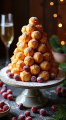 Wall Mural - Christmas tree made of doughnuts on a cake stand