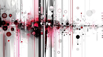 Poster - Abstract Digital Art with Red and Black Elements on White Background