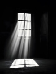 Poster - Mystical Sun Beams Through Rustic Window Creating Dramatic Shadows : Generative AI