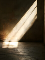 Fototapete - Moody Sunbeam Streaming Through Darkened Room Creating Dramatic Light Contrast : Generative AI