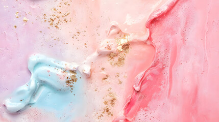 Leinwandbilder - Colorful Metallic Texture with Gold Accents and Pastel Hues Abstract Art Background : Generative AI