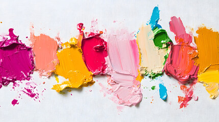 Poster - Vibrant Palette of Colorful Oil Paint Strokes on Canvas : Generative AI