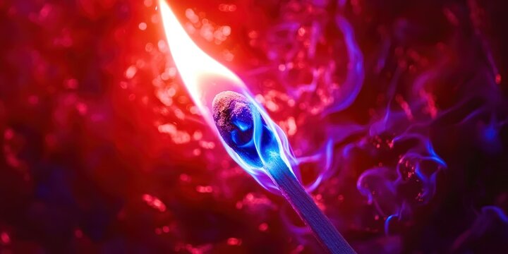 Matchstick with a blue flame