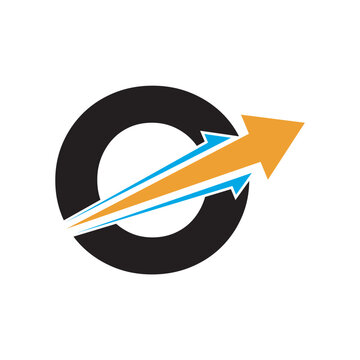 Initial Arrow Logo combine with letter O vector template