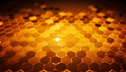 Fototapete - Abstract graphic hexagonal honeycomb dark orange yellow background with inner lit.
