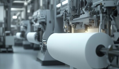 Poster - Industrial Paper Manufacturing: High-Speed Roll Production Line Processes, Efficient Automation in Modern Factories