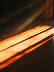Fototapete - Sunlight Streaming Through Dark Room Creating Warm Shadows and Ambient Light : Generative AI