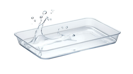Wall Mural - mesmerizing macro photography, a single water droplet on clear plastic tray closeup