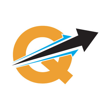 Initial Arrow Logo combine with letter Q vector template