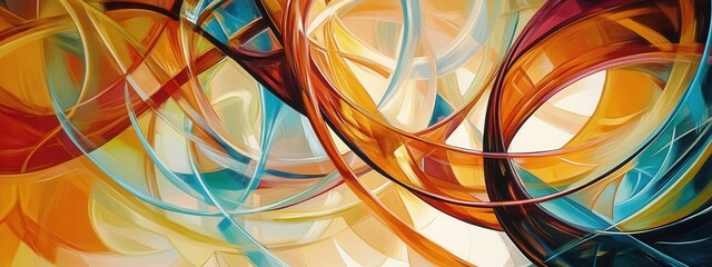Poster - Abstract shape design with vibrant colors and smooth flowing lines in artistic composition