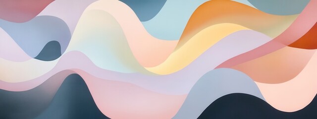 Poster - Abstract Flowing Waves in Soft Pastel Colors Creating a Serene and Calming Visual Experience