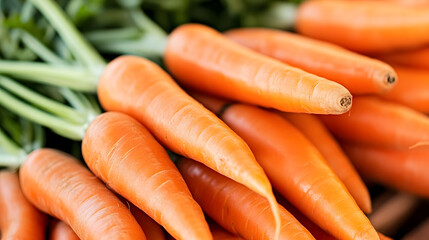 Poster - Fresh Harvest of Organic Carrots with Vibrant Orange Skin and Green Tops : Generative AI