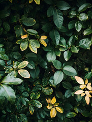 Aufkleber - Lush Green Foliage with Variegated Leaves in Natural Garden Setting : Generative AI
