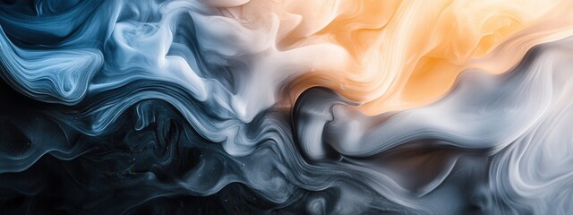 Poster - Abstract Waves of Colorful Swirls and Fluid Patterns in Shades of Blue and Orange