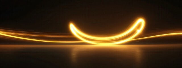 Poster - Smooth golden light trails across a dark background creating a graceful abstract design