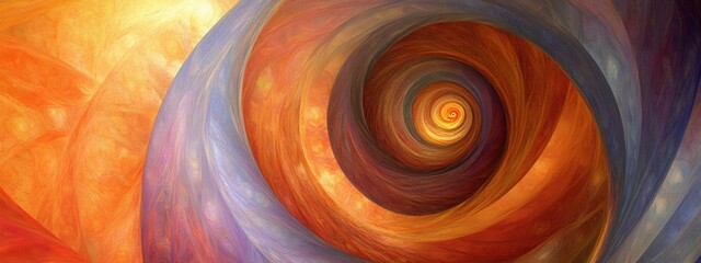 Poster - Hypnotic Spiral in Warm Colors with Abstract Swirls and Gradients of Orange and Yellow Tones