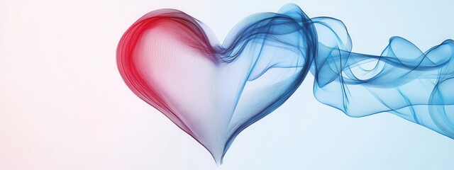 Poster - Abstract Heart Shape Made of Colorful Smoke Waves on Soft Background for Romantic Themes