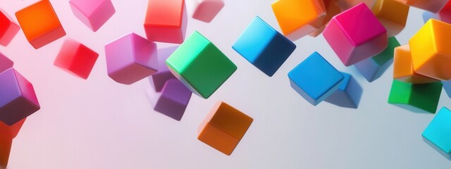 Poster - Colorful Cubes in Motion on a Soft Background Creating an Energetic and Playful Atmosphere