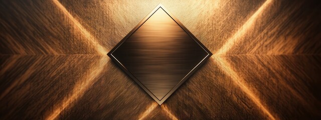 Poster - Abstract geometric design with warm golden hues and a centered diamond shape on textured background