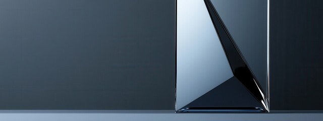 Poster - Elegant Minimalist Design of Glossy Black Triangle on Dark Background