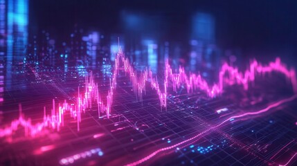 Poster - Vibrant Digital Graph Analysis with Colorful Data Points and Trend Lines in Futuristic Style