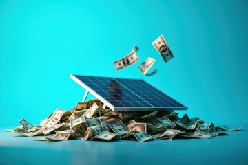 Poster - Solar panels are being tossed over by money