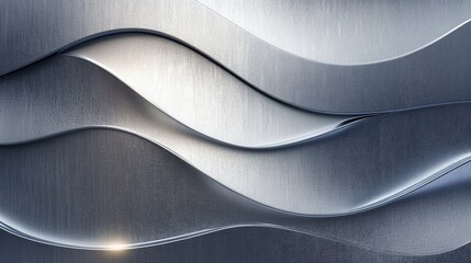 Poster - Abstract Metallic Waves Design with Smooth Curves and Reflective Surface Texture