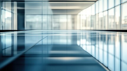 Poster - Modern Office Interior with Glossy Surface and Natural Light Reflection