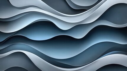 Poster - Abstract Waves in Blue Tones Creating a Modern Art Background for Design Projects