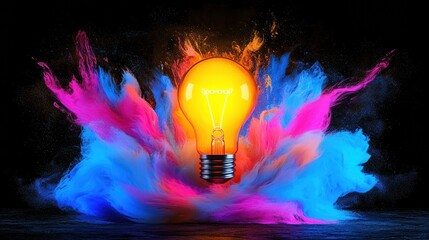 Poster - Explosive Illumination A Vibrant Burst of Creative Energy and Light Capturing the Powerful Essence of Dynamism