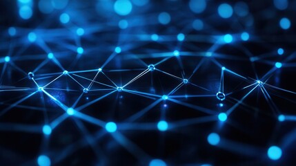 Poster - Abstract Technology Background with Blue Lights and Network Connections in Modern Digital Style