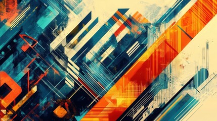 Poster - Abstract Geometric Art with Bold Lines and Vibrant Colors for Modern Design Projects