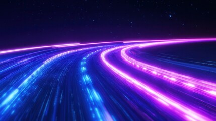 Poster - Vibrant Neon Lights Creating Dynamic Motion in a Futuristic Digital Landscape
