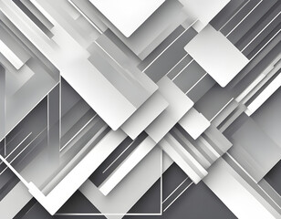 Wall Mural - Abstract white and gray geometric square shape overlapping striped lines background.