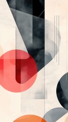 Poster - Abstract Geometric Shapes in Bold Colors and Subtle Textures on a Cream Background