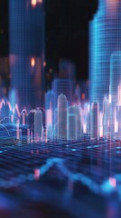 Poster - Futuristic Cityscape with Digital Infrastructure and Neon Glow Elements in a Modern Environment