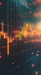 Poster - Modern Digital Financial Chart with Colorful Candlestick Indicators and Data Analysis Elements