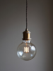 Aufkleber - Vintage Edison Style Bulb with Exposed Filament Hanging in Close Up : Generative AI
