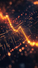 Poster - Abstract Digital Design with Orange Light Waves and Technology Background for Financial Data
