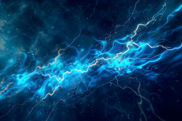Poster - Abstract representation of electric blue lightning bolts illuminating a dark cosmic background (1)