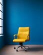 © Rahmat  - Blue empty room, yellow office chair