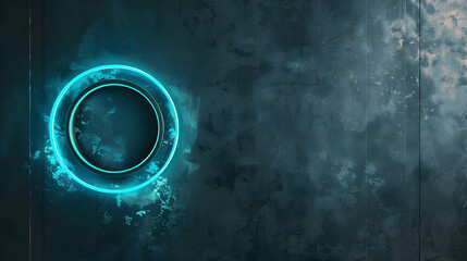 Poster - Futuristic glowing circle on a textured wall with abstract patterns, creating a sci-fi atmosphere