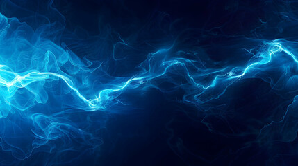 Poster - Abstract blue electric energy flowing through dark space with dynamic light effects