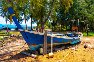 Wall Mural - Pakarang Cape tropical beach fishing boat boats Khao Lak Thailand.