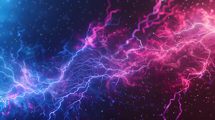 Poster - Vibrant display of electric currents in blue and pink hues against a dark background