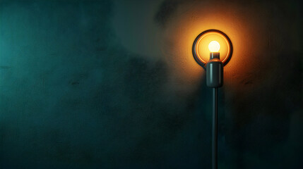 Poster - A warm light bulb illuminating a textured wall, creating a cozy atmosphere in a dimly lit room