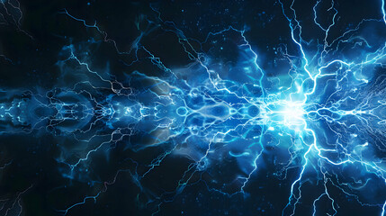 Poster - Vibrant blue lightning bolts create an electrifying visual effect against a dark background